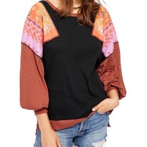 We The Free Boho Dolman Sleeve Quilted Embroidered Shirt Size Medium